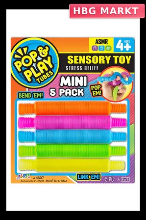 Mey İthalat® Pop & Play Tubes Duyusal Stres Oyuncağı  5'li