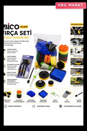 21PCS HIRDAVAT - BAKIM SETİ POLİSAJ SÜNGER-MAKTAP FIRÇA-TEL FIRÇA-OTO ELDİVEN-BEZ-DETAY FIRÇA-APARAT (5647)