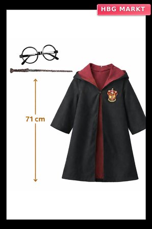 Harry Potter Çocuk Bebek Kostüm Seti Asa Gözlük Pelerin 71 cm (2-4 Yaş)