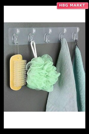 5'li Güçlü Yapışkanlı Şeffaf Duvar Askısı Banyo Mutfak Düzenleyici