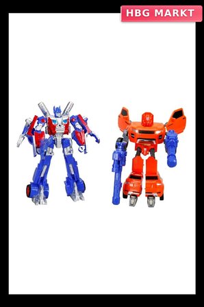 Mey İthalat® Işıklı 2'li  Robot Transformer Dönüşen Araçlar
