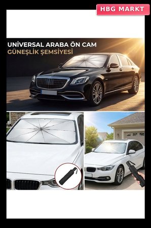 Premium Katlanabilir Şemsiye Tipi Araç Ön Cam Güneşliği (5647)