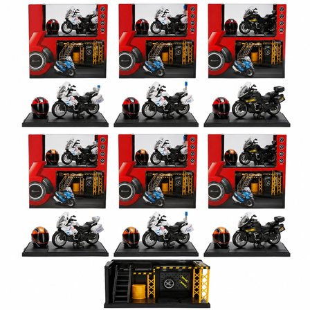 Mey İthalat® 1:12 Sesli ve Işıklı Benelli Polis Die Cast Çek Bırak Motosiklet ve Tamir Atölyesi Seti adet fiyatıdır