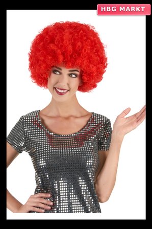 Kırmızı Renk Kıvırcık Afro Bonus Peruk (5647)