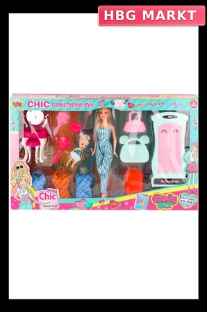 Mey İthalat® 02259 Cindy Doll Dolaplı Bebek Oyun Seti -Oyuncak