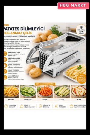 Patato-Chipper Manuel Patates Sebze Dilimleme Makinesi Komple Metal Üstten