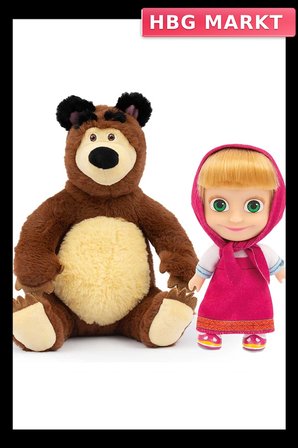 Mey İthalat®   Masha ile Koca Ayı 20 Cm Peluş 12 Cm Bebek MHA21000