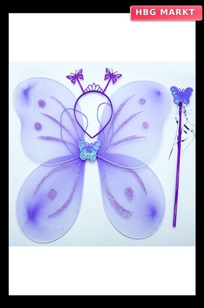 Lila Renk Kanadı Tacı ve Sopası 50x37 cm (5647)