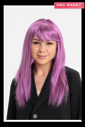 Rose Pembe Renk Düz Kesim Uzun Parti Peruğu Takma Saç (5647)