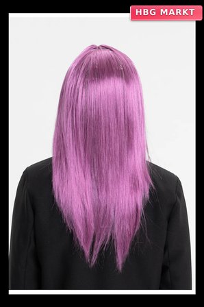 Rose Pembe Renk Düz Kesim Uzun Parti Peruğu Takma Saç (5647)