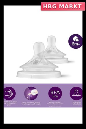 Mey İthalat®   Doğal Tepkili Natural Response 2'Li Biberon Emziği No:6 6+ Ay