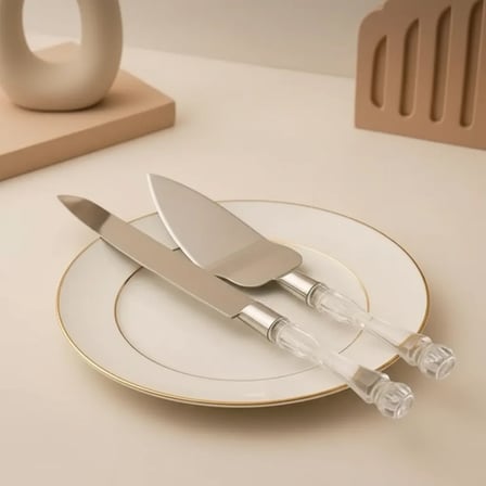 Pasta ve Tatlı Sunumları İçin Paslanmaz Çelik Bıçak Spatula Servis Takımı