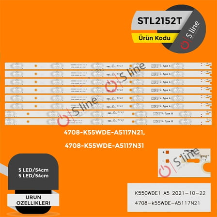 55 İnç Philips Uyumlu 54 cm TV LED Bar Seti