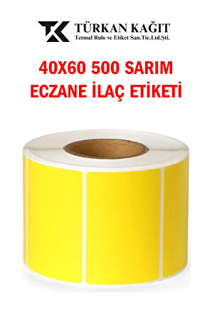 40x60 Eczane Ilaç Etiketi Sarı Renk 1 Rulo 500 Etiket