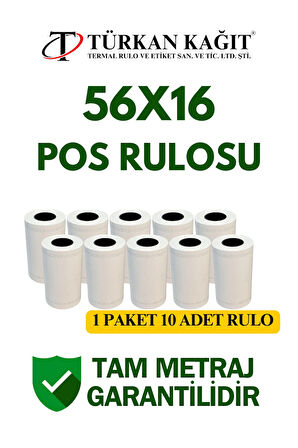 56x16 Termal Rulo - Yazarkasa Pos Rulosu 20 Paket 200 Adet
