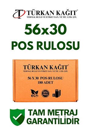 56x30 Termal Pos Rulosu 18 Paket 180 Adet