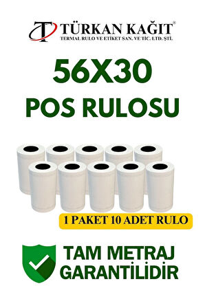 56x30 Termal Pos Rulosu 18 Paket 180 Adet