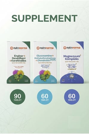 Premium 3'lü Günlük Destek Paketi | Enginar + Devedikeni + Karahindiba 90 Tablet + Glukozamin MSM Kondroitin 60 Tablet + Magnezyum Kompleks 60 Tablet | Avantajlı Takviye Edici Gıda Seti