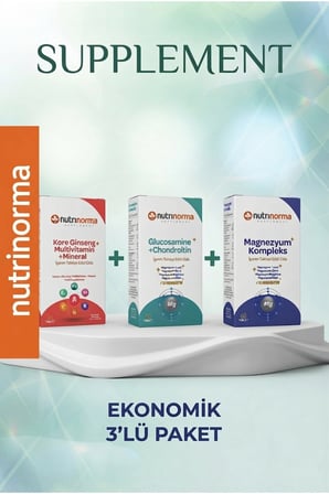 Ekonomik 3'lü Premium Destek Paketi | Kore Ginseng + Multivitamin & Mineral 30 Tablet + Glukozamin MSM Kondroitin 60 Tablet + Magnezyum Kompleks 60 Tablet | Takviye Edici Gıda Seti