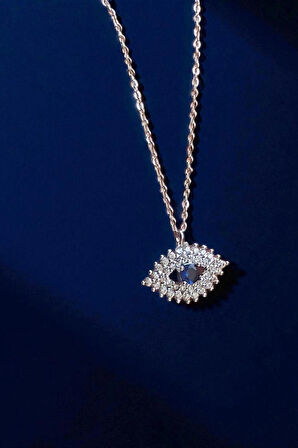 Takvanov Göz Motifli Taşlı Kadın Kolye – Gümüş Renk – Zarif ve Anlamlı Tasarım