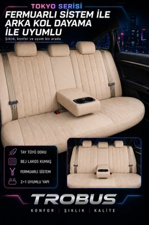 Skoda Octavia 2004 ve Sonrası Bel Destekli Tay Tüyü Koltuk Kılıfı Tokyo Serisi Bej