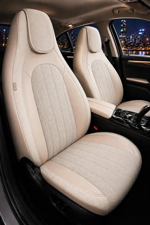 Renault Symbol ve Taliant 2008 ve Sonrası Bel Destekli Tay Tüyü Koltuk Kılıfı Tokyo Serisi Bej