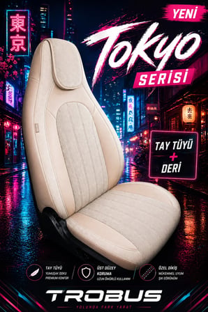 Renault Symbol ve Taliant 2008 ve Sonrası Bel Destekli Tay Tüyü Koltuk Kılıfı Tokyo Serisi Bej