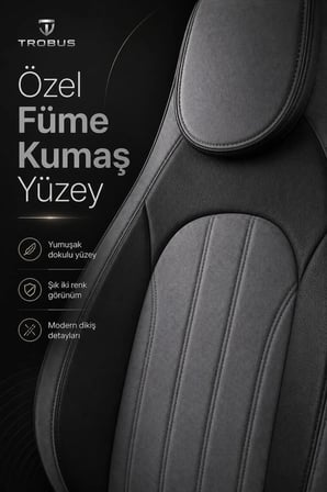 Citroen C4 2020 ve Sonrası Bel Destekli Tay Tüyü Koltuk Kılıfı Tokyo Serisi Füme Siyah