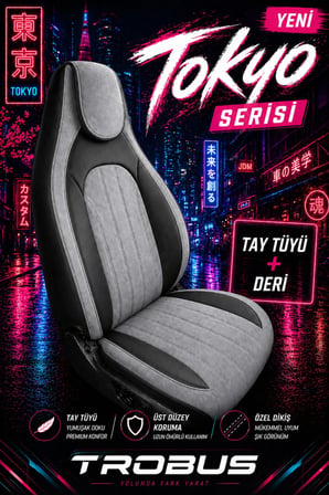 Opel Corsa 2006 ve Sonrası Bel Destekli Tay Tüyü Koltuk Kılıfı Tokyo Serisi Gri Siyah