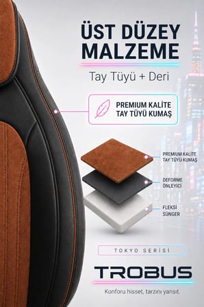 Volvo XC Serisi (XC40/XC60/XC90) 2008 ve Sonrası Bel Destekli Tay Tüyü Koltuk Kılıfı Tokyo Serisi Ta