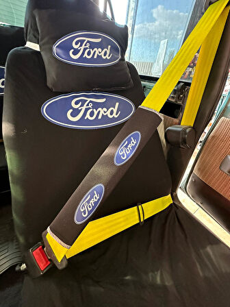 Ford Baskılı Oto Servis Kılıfı, Kemer Pedi, Yastık Takımı Ford Siyah