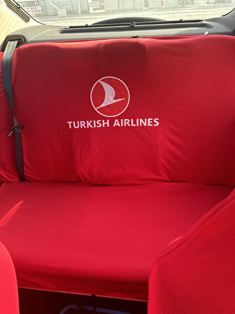 Turkish Airlines Baskılı Oto Servis Kılıfı, Kemer Pedi, Yastık Takımı Thy Kırmızı 