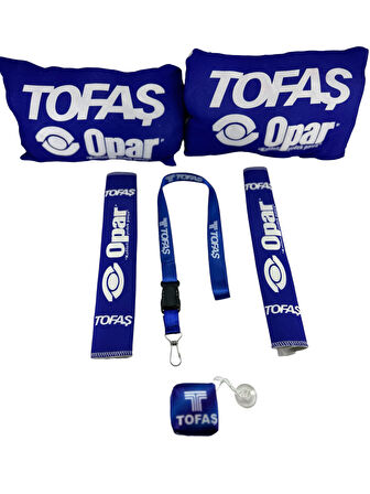 Tofaş Opar Oto Konfor Seti (Boyun Yastığı, Kemer Pedi, ayna ipi, cam süsü 6 parça)