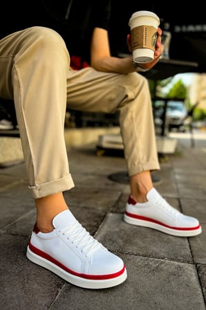 MN979 - Santoni GBT Spor Erkek Ayakkabı BEYAZ/KIRMIZI