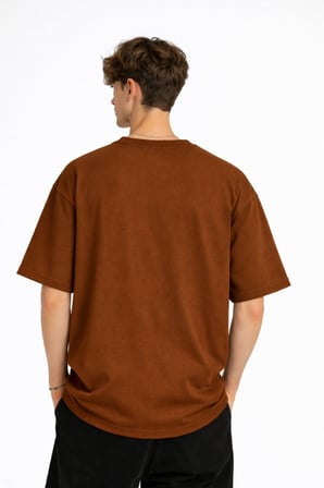 Boston - Baskılı Oversize Tişört KAHVE