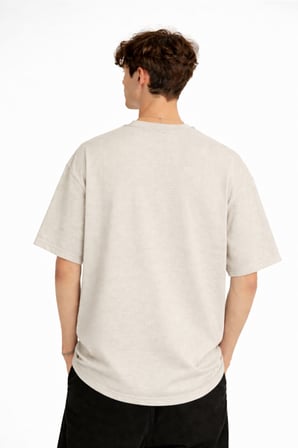 MN - Bear Baskılı Oversize Tişört BEJ