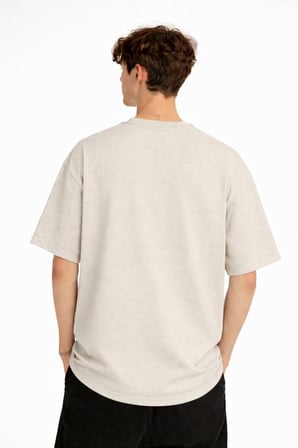Panda - Baskılı Oversize Tişört BEJ