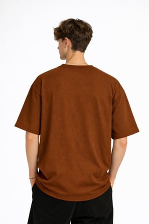 Panda - Baskılı Oversize Tişört KAHVE