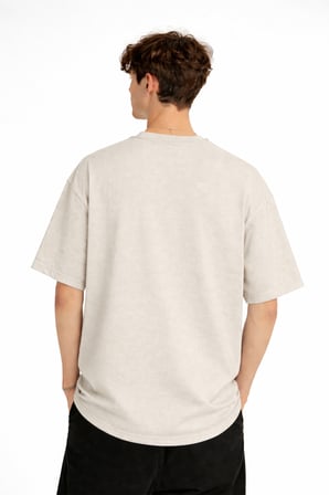 Blurry - Oversize Erkek Tişört BEJ
