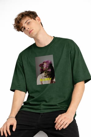 Blurry - Oversize Erkek Tişört HAKI