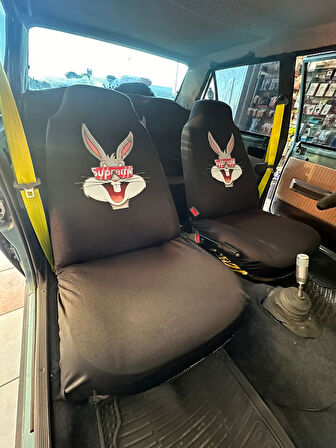 Bugs Bunny Baskılı Oto Servis Kılıfı Siyah