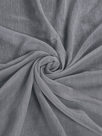Demor Home Keten Görünümlü Ekstrafor Büzgülü Gri Yüksek Kalite Tül Perde