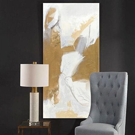 TABLOLIFE Beyaz Kahve - Yağlı Boya Dokulu Tablo 60X90,Çerçeve;Siyah