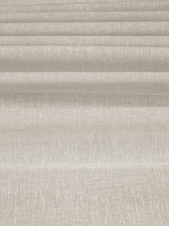 Demor Home Keten Görünümlü Ekstrafor Büzgülü Krem Rengi Yüksek Kalite Tül Perde