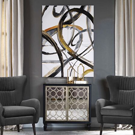 TABLOLIFE Sanatın Dansı - Yağlı Boya Dokulu Tablo 60X90,Çerçeve;Gold