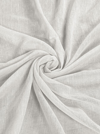 Demor Home Keten Görünümlü Ekstrafor Büzgülü Ekru Yüksek Kalite Tül Perde