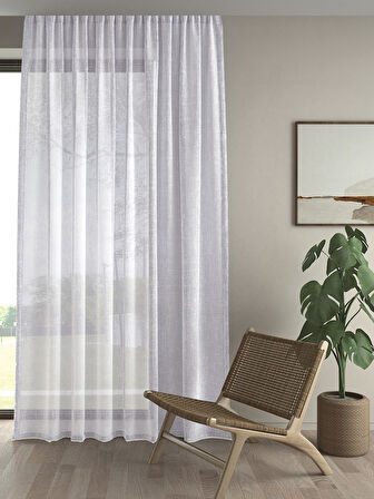 Demor Home Keten Görünümlü Ekstrafor Büzgülü Beyaz Yüksek Kalite Tül Perde