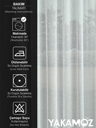 Yakamoz Beyaz  Keten Görünümlü Ekstraforlu Tül Perde Linen Touch Serisi
