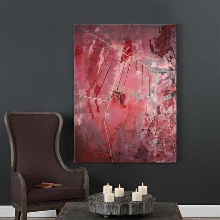 TABLOLIFE Soyut Kırmızı - Yağlı Boya Dokulu Tablo 60X90,Çerçeve;Siyah