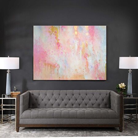 TABLOLIFE Pembe Rüyalar - Yağlı Boya Dokulu Tablo 60X90,Çerçeve;Gümüş